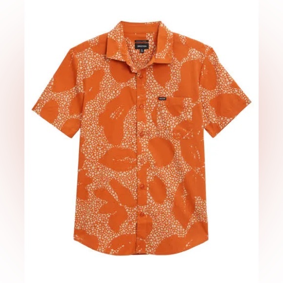 New Brixton Charter Print Button Up Shirt - Burnt Orange - XXL NWT - Picture 2 of 6